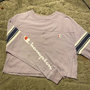 Purple champion cropped hoodie